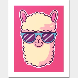 Kawaii Llama Wearing Sunglasses. No Drama Llama Posters and Art